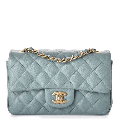 CHANEL Caviar Quilted Mini Rectangular Flap Light Grey 